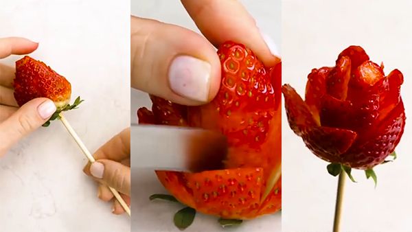 草莓玫瑰花的做法原来这么简单!好看又好吃快来试一试 草莓玫瑰花的做法